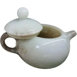 Чайный набор из белого и зеленого нефрита "Восточный нефрит" на 3 персоны, 4 предмета